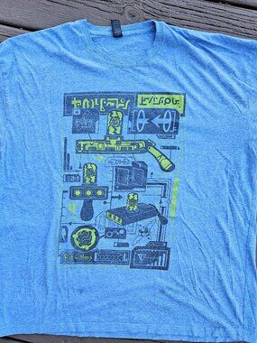 Loot Crate Exclusive Rick and Morty Portal Gun Blue Short Sleeve T-Shirt XXL